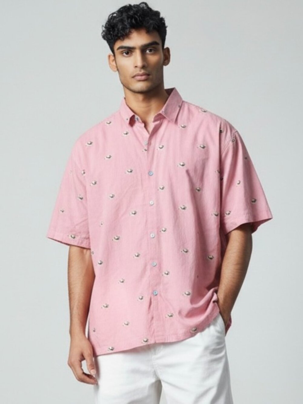 Tori Richard Shirt Men’s XL Red Button Up with embroidered Fish